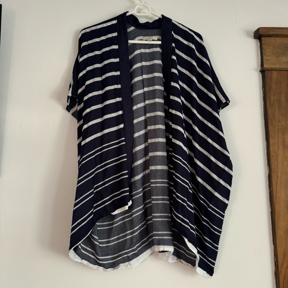 Navy & white striped nautical cardigan from Loft